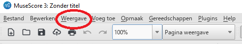 MuseScore menu weergave